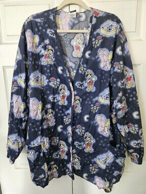 Disney Pinocchio Print Scrub Jacket in Navy